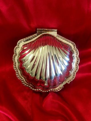 Vintage Leonard Silver Plate Clam Shell Butter Dish With Glass Insert