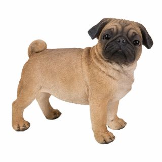 Limited Quantity 11 Inches Tall Life Size Fawn Pug Dog Figurine Statue