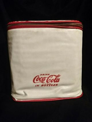 Vintage " Drink Coca - Cola In Bottles " Texture Vinyl Cooler/ice Chest 1950 
