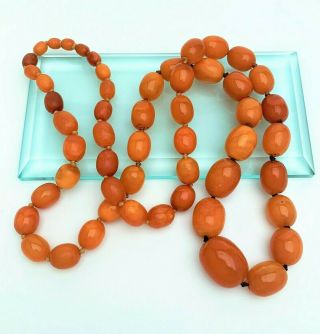Hand Knotted,  Graduated,  Marbled Butterscotch/egg Yolk Bakelite Bead Necklace