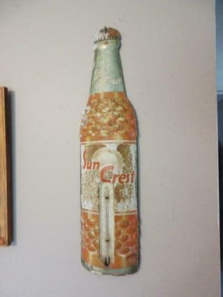 Vintage Sun Crest Orange Soda Advertising Thermometer 16 " X 4 " Barn Find