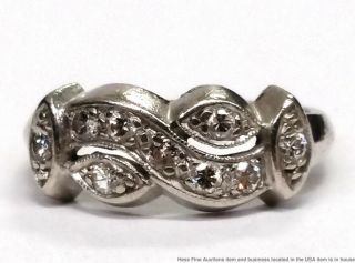 Platinum Fine Diamond Vintage Art Nouveau Swirly Ladies Band Ring Size 5