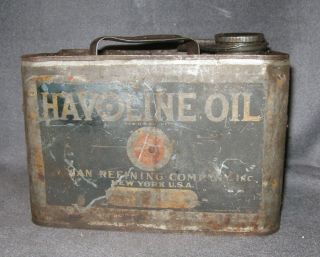 Vintage Indian Refining Co Havoline Oil Early Can One Gallon York Usa