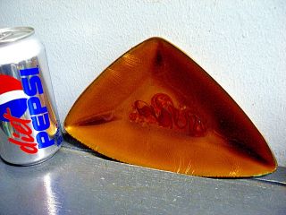 Mid - Century Enamel Over Copper Triangular Art Tray Bowl Abstract Signed Statham