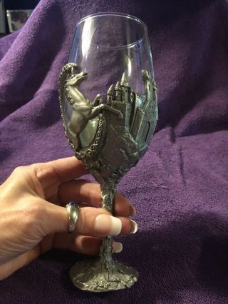 Myths & Legends Pewter Unicorn Castle Wine Glass