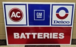 Vintage Ac Delco Batteries Metal 36x24 - Gm - Embossed Sign