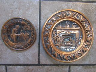 Vintage Coppercraft Guild Colonial Fireplace Hearth Copper Wall Hanging Plate