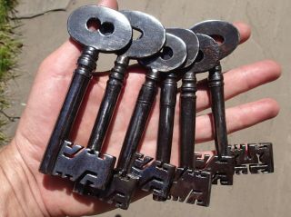 Six Very Unusual Early 19th Century Steel Safe Lock Keys