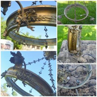 stunning French antique gilt bronze chandelier Ciel de lit 110v to 240v 2