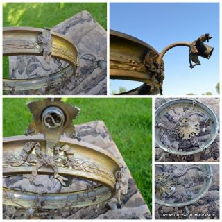 stunning French antique gilt bronze chandelier Ciel de lit 110v to 240v 3