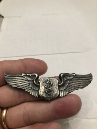 Vintage Sterling Silver 3” Full Size Wings Badge/pin