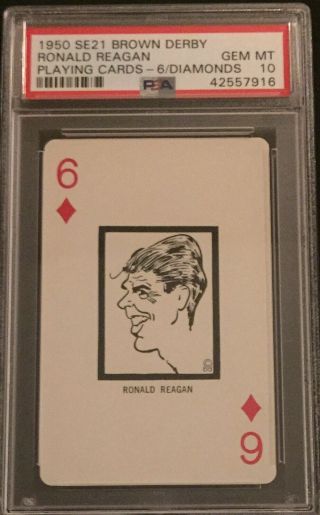 Psa 10 Ronald Reagan 1950 Card The 6 Of Diamonds The Brown Derby Restaurant