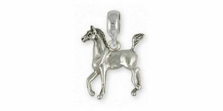 Horse Charm Slide Jewelry Sterling Silver Handmade Horse Charm Slide Equ6 - Pns