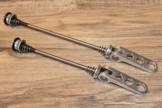 Vintage Ringle Holey Ti Stix Quick Relase Skewers Front Rear Silver