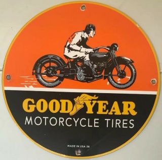 Vintage 1936 Goodyear Motorcycle Tires Porcelain Tires Sign Good Year Ref Xxx