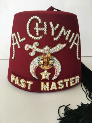 Vintage Al Chymia Past Master Shriners Masonic Fez Hat By Anthony Nizzardini Ny