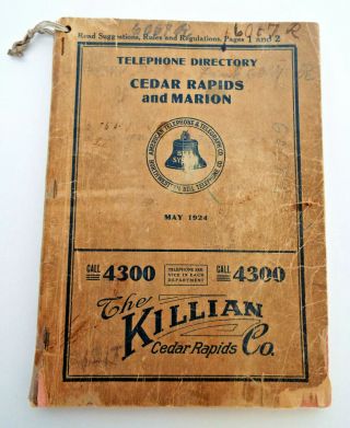 Cedar Rapids Marion Iowa 1939 Telephone Directory Phone Book Old Advertising