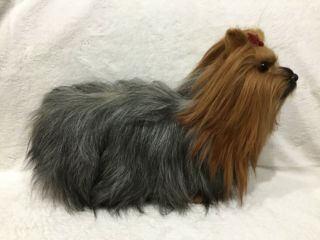 Ooak Yorkshire Terrier Yorkie Needle Felted Hard Body Dog Realistic Red Bow