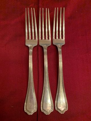 Reed And Barton Hepplewhite Sterling Silver 3 Forks 7 " Mono Sfh