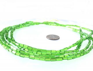 Fine Vintage Czech Crystal Russian Cut Green Faceted Glass African Trade Beads