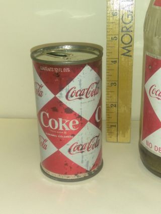 Coca - Cola DIAMOND DESIGN PAPER LABEL 32 OZ.  Bottle and a can Diamond logo 3