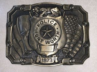 Fwpd Fort Worth Texas Police Brass Belt Buckle