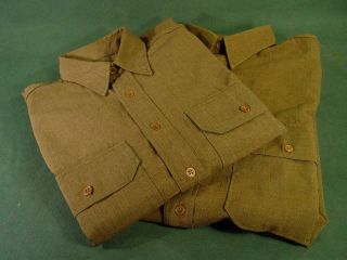 2 Authentic Vintage Wwii Us Army Uniform Shirts Olive Green Wool