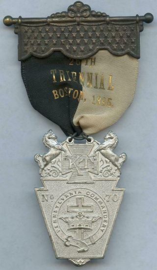 1895 Knights Templar Medal Ribbon Conclave Boston Ma Pennsylvania Commandery