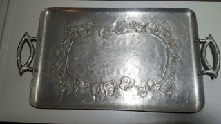 Vintage Everlast Hand Forged Aluminum Tray With Handles Ivy Pattern