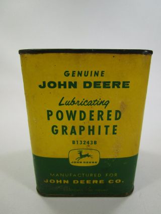 Vintage C.  1960 John Deere Powdered Graphite Tractor Farm Oil Can Sign