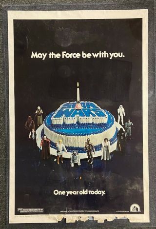 Star Wars “happy Birthday” Style One - Sheet Poster Tcf 1977 27x41 1978 Reissue