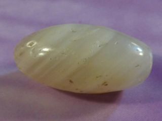 Ancient Asia Minor Middle Eastern Oval Shaped Banded Agate Bead 23 By 11.  5 Mm