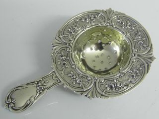 A Antique English Solid Sterling Silver Teacup Strainer 1924 40g