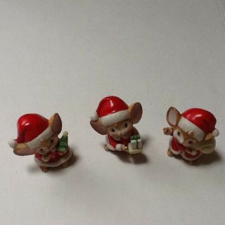 Vintage Homco Santa Mouse Set Of 3 Ceramic Christmas Figurines 5405 Euc