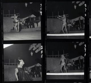 Hand Signed Bunny Yeager 50s Burlesque Show Contact Sheet Photograph 12 Frames 3
