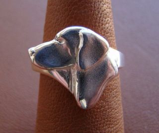 Small Sterling Silver German Shorthaired Pointer Head Study Ring