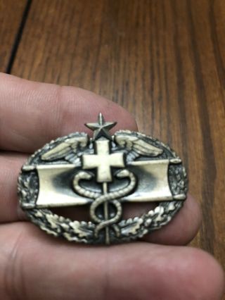 Vintage Sterling Silver Wings / Cross Combat Medic Badge / Pin With Star