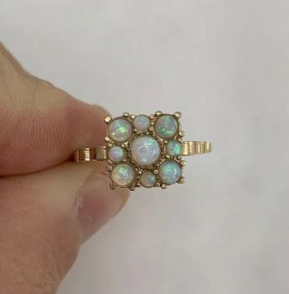 9ct Gold Fiery Opal Cluster Ring