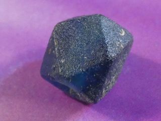 Ancient Roman Asia Minor Blue Glass Cornerless Cube Bead Perfect 9.  6 By 8.  4 Mm
