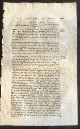 1784 Maryland Law Setting Tax Rates For 1785 Slaves Taxable As Property Tobacco