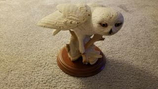 1989 Franklin The Snowy Owl By George Mcmonigle Porcelain Statue Figurine