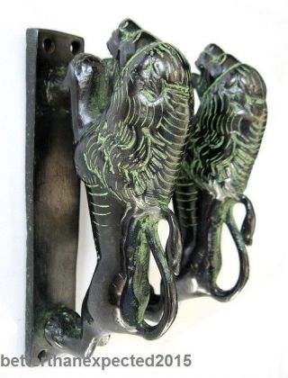 Vintage Antique Style Hand Made Solid Brass Lion Door Handles Pulls