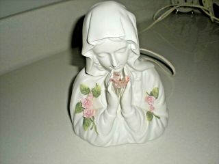 Lovely Roman Inc.  " Touch Of Rose " Porcelain Madonna Night Light W/rose Accents