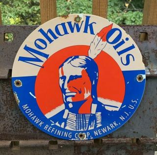 Vintage Mohawk Motor Oils & Lubricants Porcelain Gas Station Station Sign