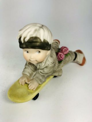 1998 Nbm Bahner Alaska Momma Figurine Boy On Skateboard 201650