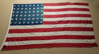 Large Vintage 48 Star American Flag Sewn Stripes 4 