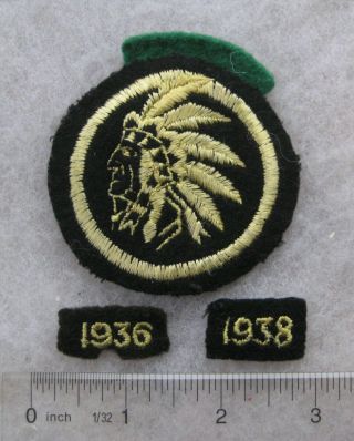 Boy Scouts Very Early Camp Owasippe Felt Pocket Patch & Year Segments 1936 1938