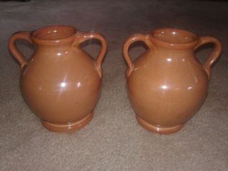 Vintage Arts And Crafts Waco Kentucky Pottery Double Handle Brown Pottery Vases