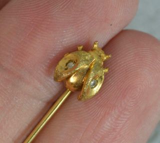 Vintage 9 Carat Gold & Diamond Ladybird Stick Tie Pin T0560