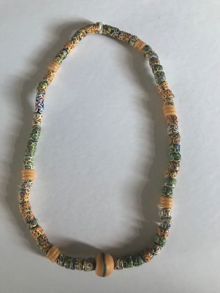 Vintage African Glass Trade Bead Necklace From Ghana